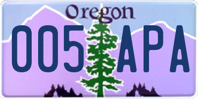 OR license plate 005APA