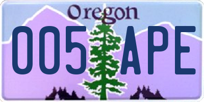 OR license plate 005APE