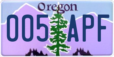 OR license plate 005APF