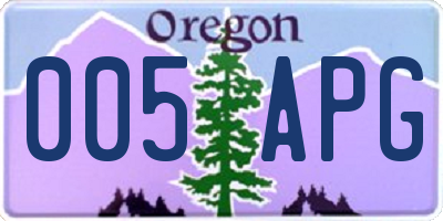 OR license plate 005APG