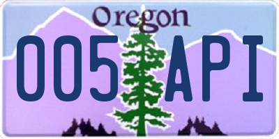 OR license plate 005API