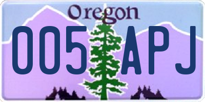 OR license plate 005APJ