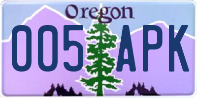 OR license plate 005APK