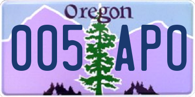 OR license plate 005APO
