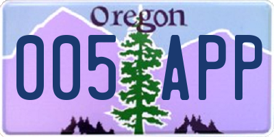 OR license plate 005APP