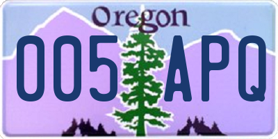 OR license plate 005APQ