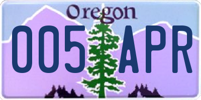 OR license plate 005APR