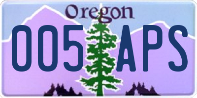 OR license plate 005APS