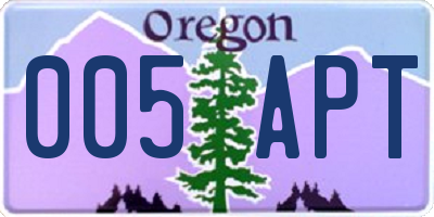 OR license plate 005APT