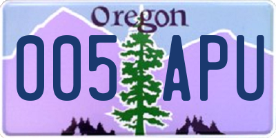 OR license plate 005APU