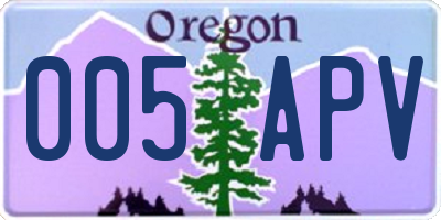 OR license plate 005APV