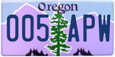 OR license plate 005APW