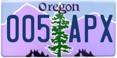 OR license plate 005APX