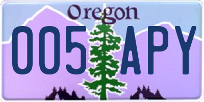 OR license plate 005APY