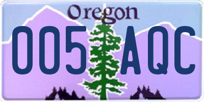 OR license plate 005AQC