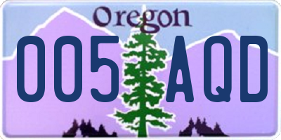 OR license plate 005AQD