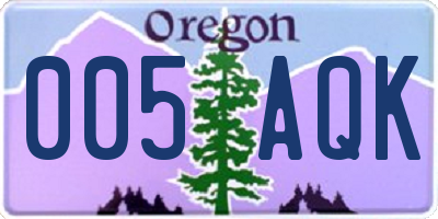 OR license plate 005AQK