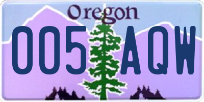 OR license plate 005AQW
