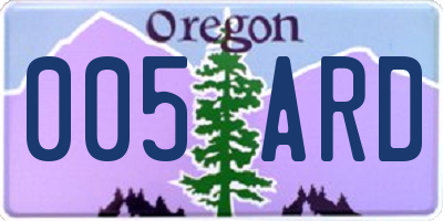 OR license plate 005ARD