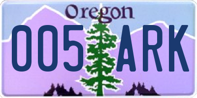 OR license plate 005ARK