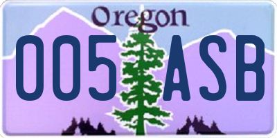 OR license plate 005ASB