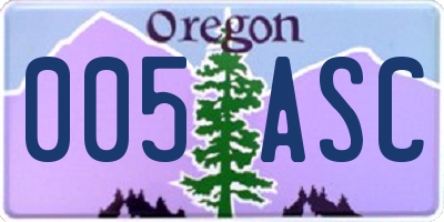 OR license plate 005ASC