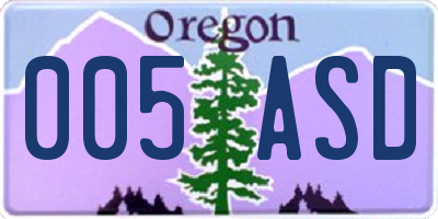 OR license plate 005ASD