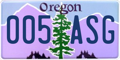 OR license plate 005ASG