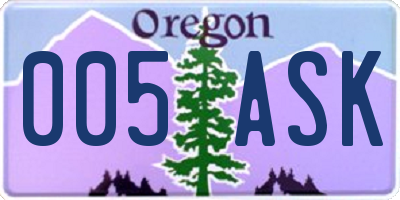 OR license plate 005ASK