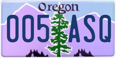 OR license plate 005ASQ