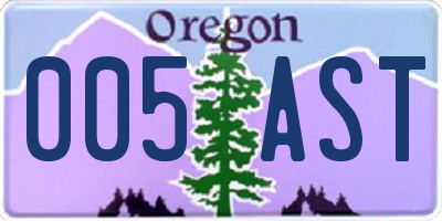 OR license plate 005AST
