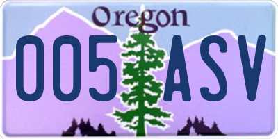 OR license plate 005ASV