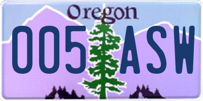 OR license plate 005ASW
