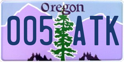OR license plate 005ATK