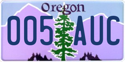 OR license plate 005AUC
