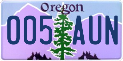 OR license plate 005AUN
