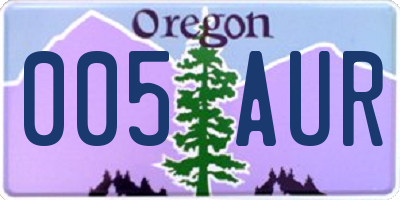 OR license plate 005AUR