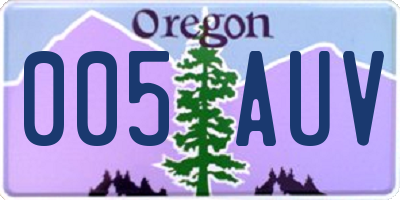 OR license plate 005AUV