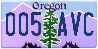 OR license plate 005AVC