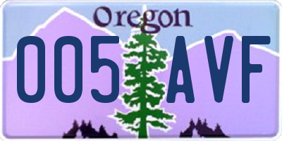 OR license plate 005AVF