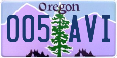OR license plate 005AVI