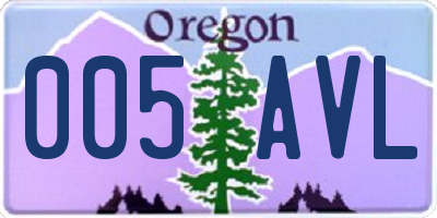 OR license plate 005AVL