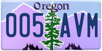 OR license plate 005AVM