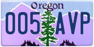 OR license plate 005AVP