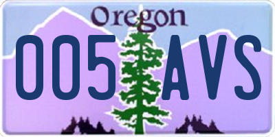 OR license plate 005AVS