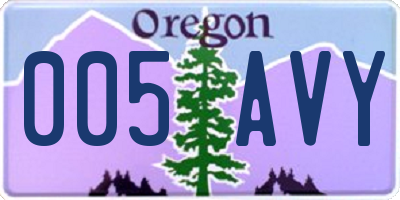 OR license plate 005AVY