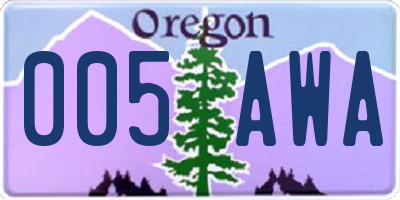 OR license plate 005AWA