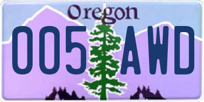 OR license plate 005AWD