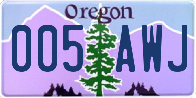 OR license plate 005AWJ