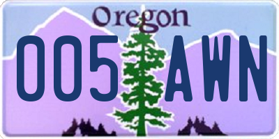 OR license plate 005AWN